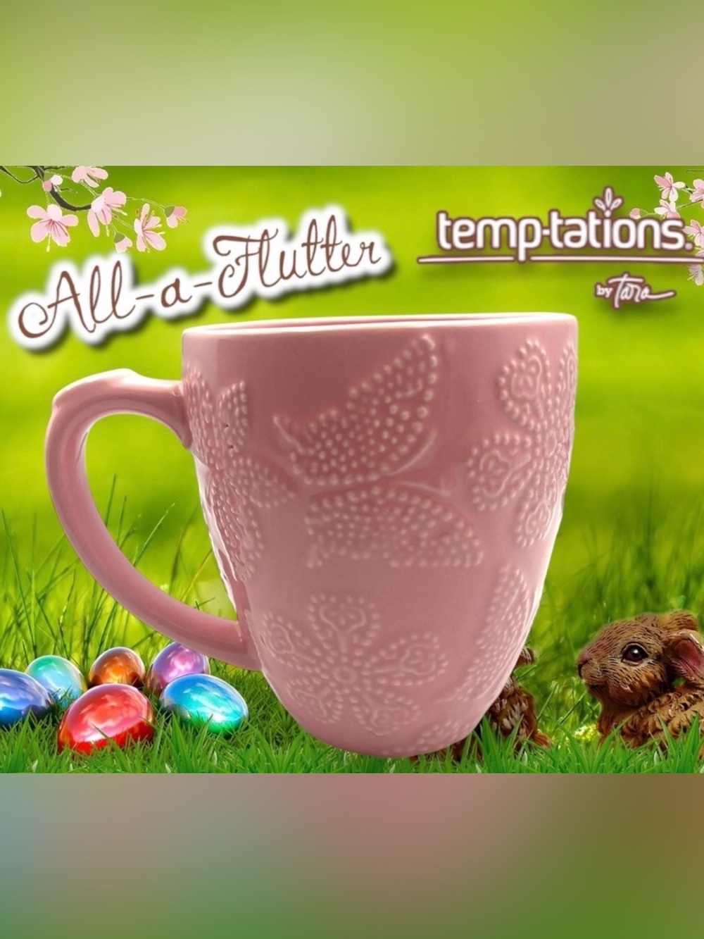 Temp-tations Pink All a Flutter Butterfly Mug Spring Easter